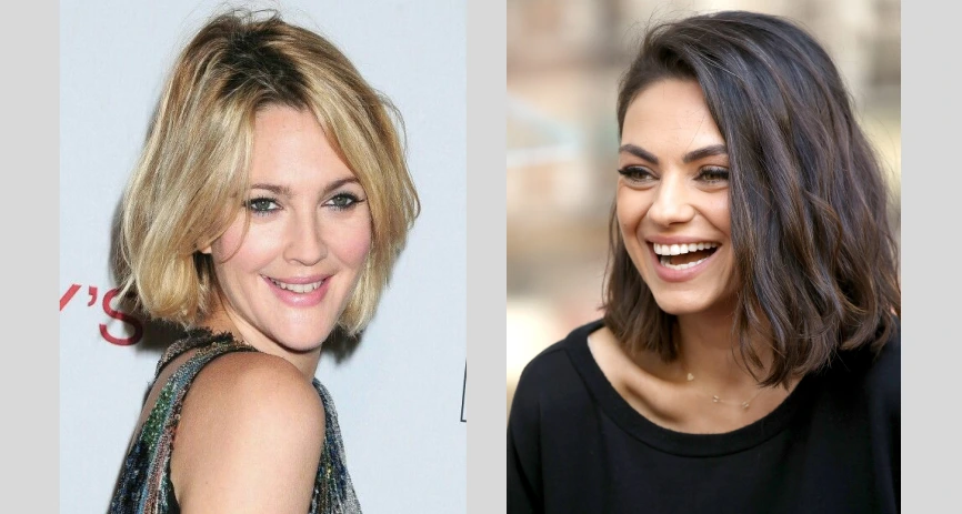 Drew Barrymore and Mila Kunis in there Best Haircuts for Women with Round Face