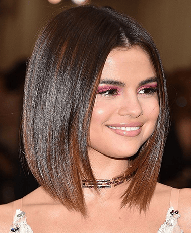 selena gomez with round face shape