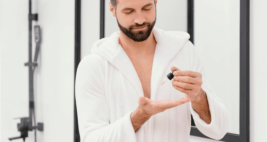Use a little serum or leave-in cream for Hair Care Routine for Men